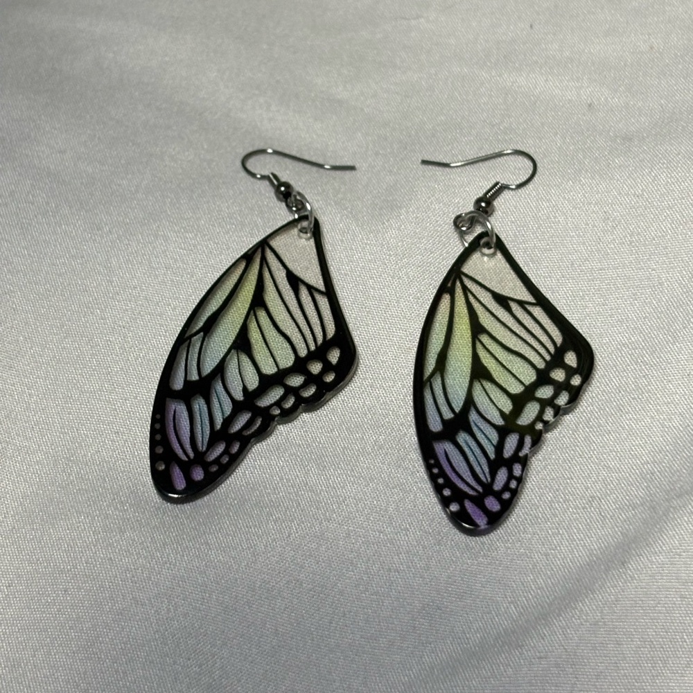 Gunmetal Butterfly Wing Earrings
